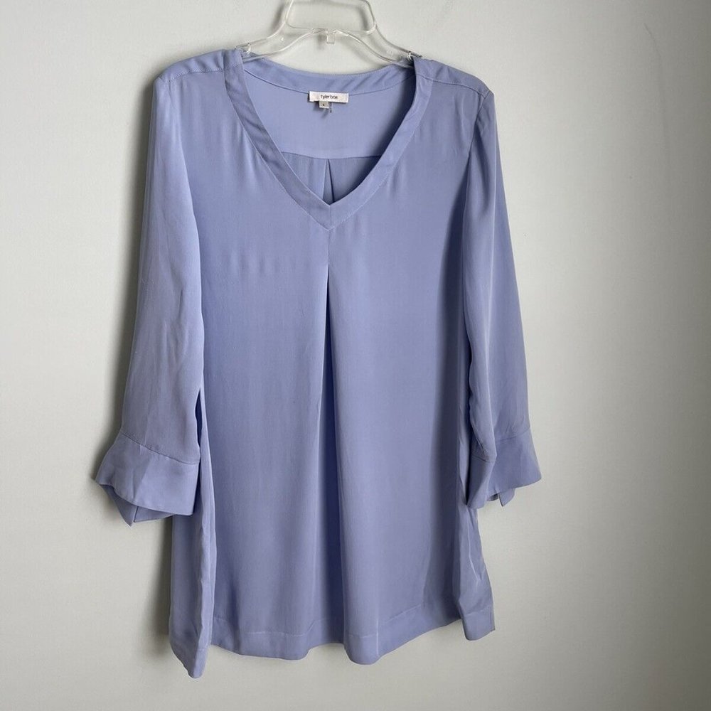 Tyler Boe Periwinkle Silk V-Neck Tunic